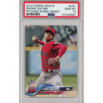 Graded 2018 Topps Update Shohei Ohtani #US1 Pitching In Red Jersey Rookie RC Baseball Card PSA 10 Gem Mint | Hall of Fame Sports Memorabilia | vintageantiquesgifts.com