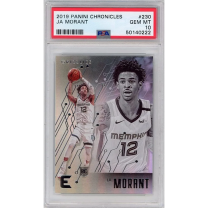 A graded 2019 Panini Chronicles Ja Morant rookie card Gem Mint 10 in PSA 10 holder