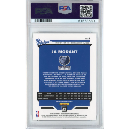 Graded PSA 10 2019-20 Panini Optic Ja Morant #2 Rookie Card