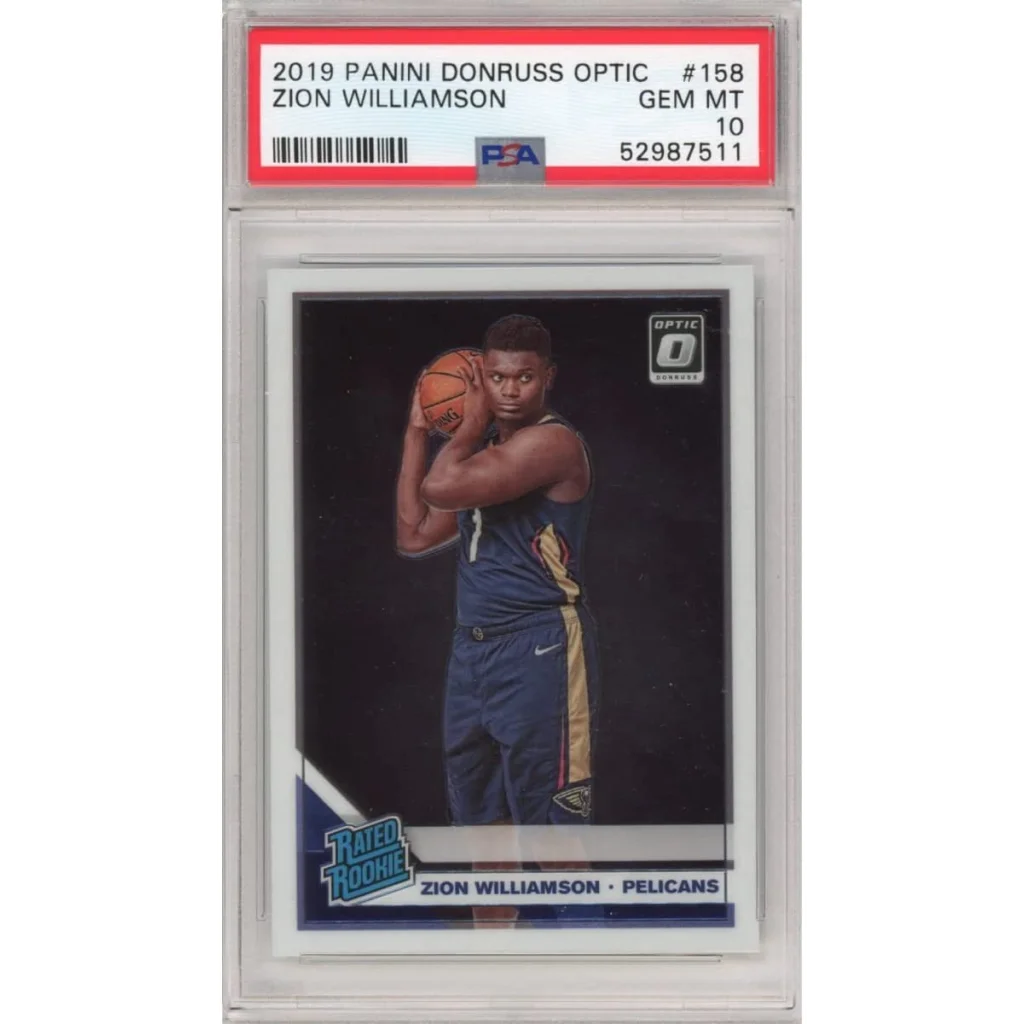 PSA graded Zion Williamson 2019 Panini Donruss Optic rookie basketball card