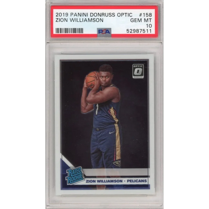 Graded PSA 10 Gem Mint 2019 Panini Donruss Optic Zion Williamson #158 Rookie Card