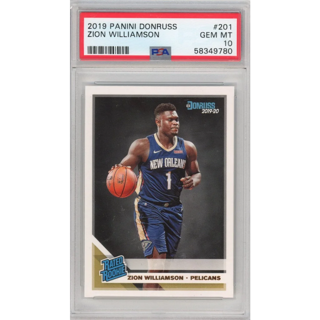 High-quality PSA Gem Mint 10 Zion Williamson 2019 Panini Donruss rookie card image