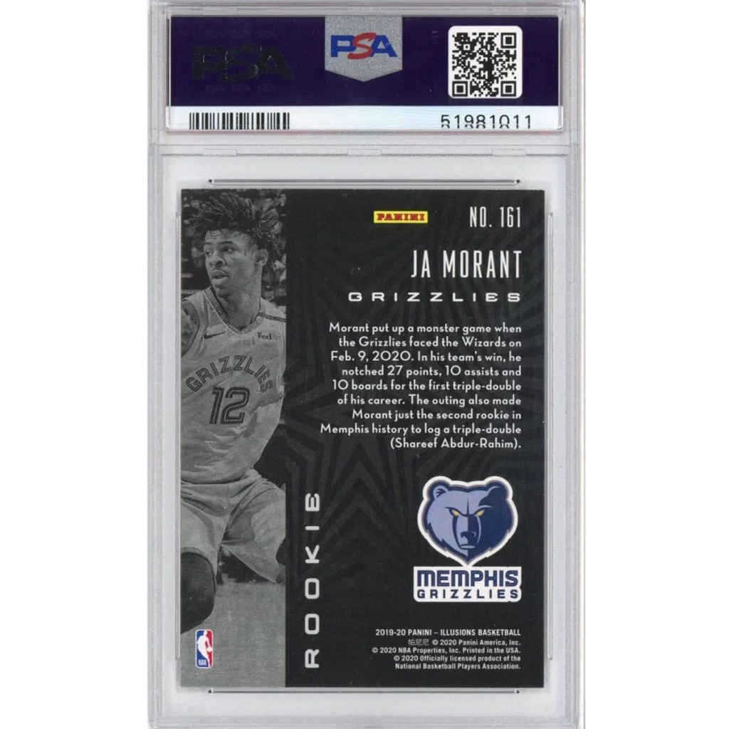 A graded PSA 10 Ja Morant Rookie Card from Panini Illusions basketball set