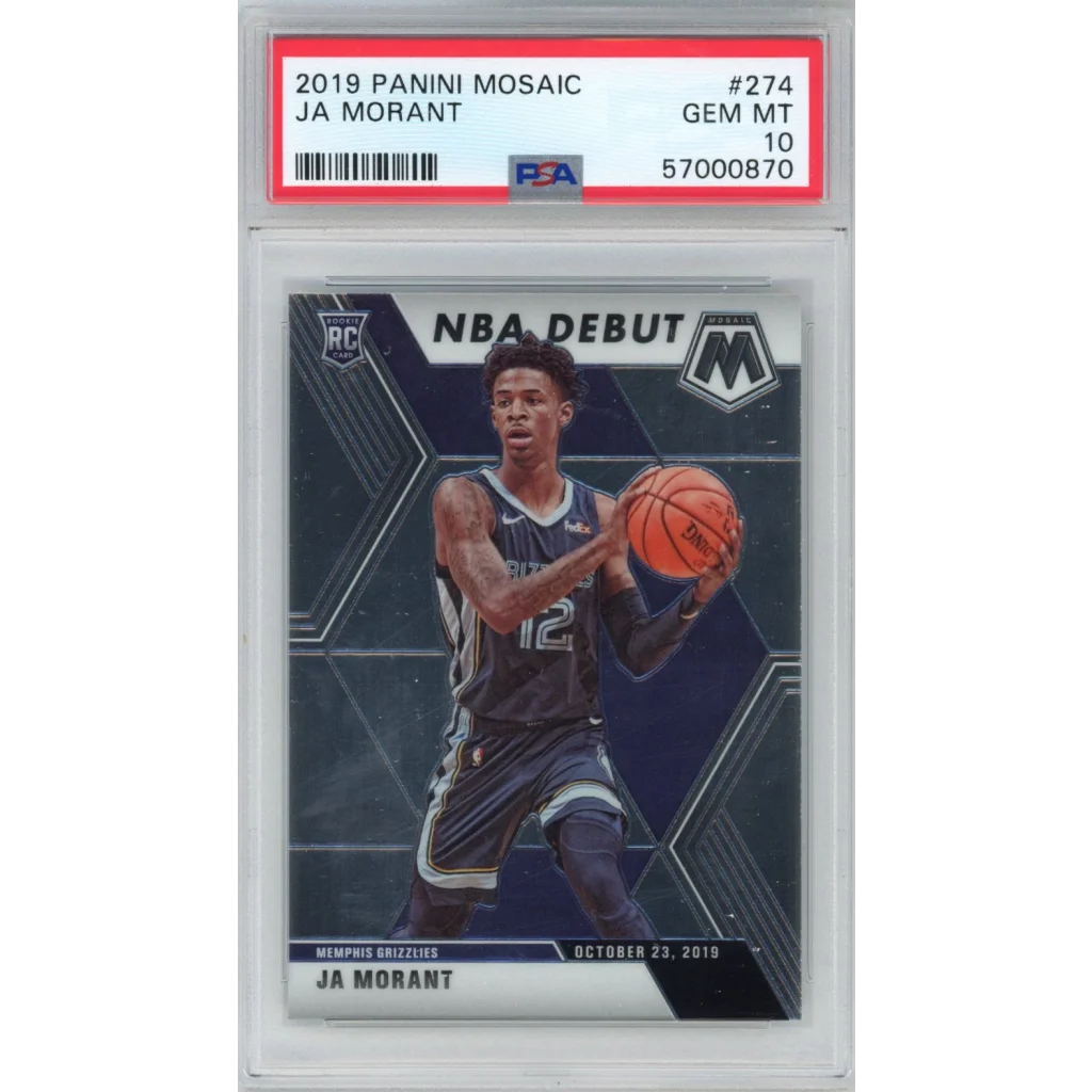 PSA 10 Gem Mint Ja Morant 2019 Panini Mosaic Rookie Card basketball card