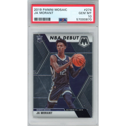 PSA 10 Gem Mint Ja Morant 2019 Panini Mosaic Rookie Card basketball card