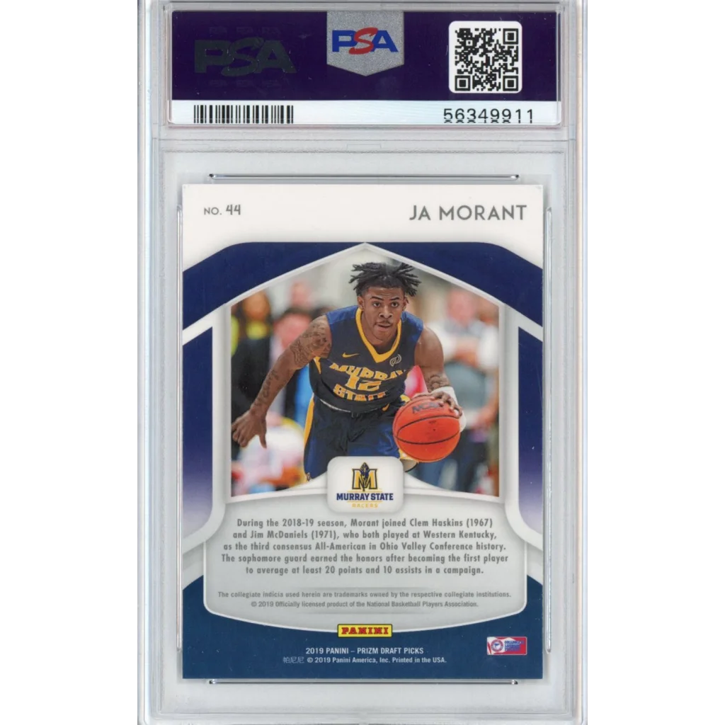 Graded 2019-20 Panini Prizm Draft Picks DP Ja Morant #44 All-Americans Rookie RC Basketball Card PSA 10 Gem Mint | PSA 10 Gem Mint Graded Rookie Card | vintageantiquesgifts.com