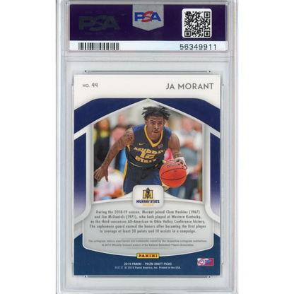 Graded 2019-20 Panini Prizm Draft Picks DP Ja Morant #44 All-Americans Rookie RC Basketball Card PSA 10 Gem Mint | PSA 10 Gem Mint Graded Rookie Card | vintageantiquesgifts.com