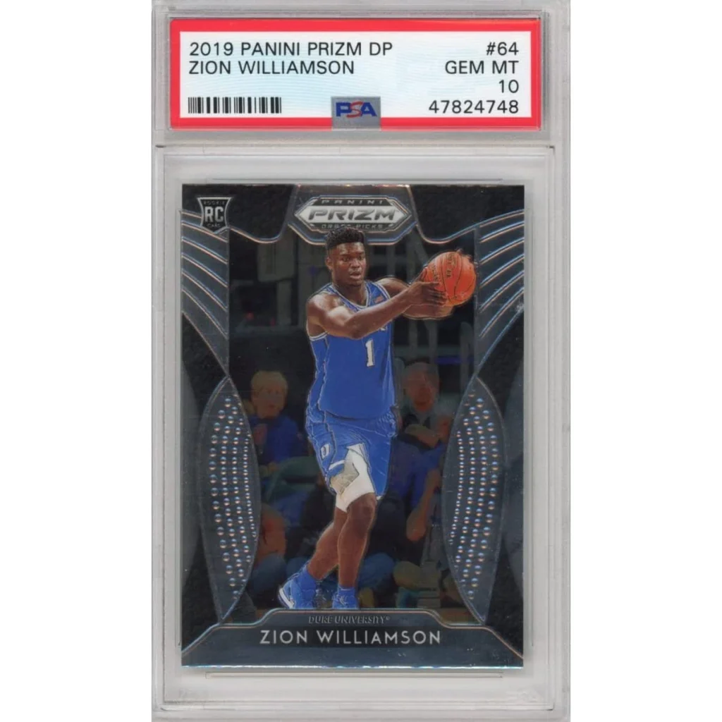 PSA graded Zion Williamson 2019 Panini Prizm rookie basketball card in Treasure box