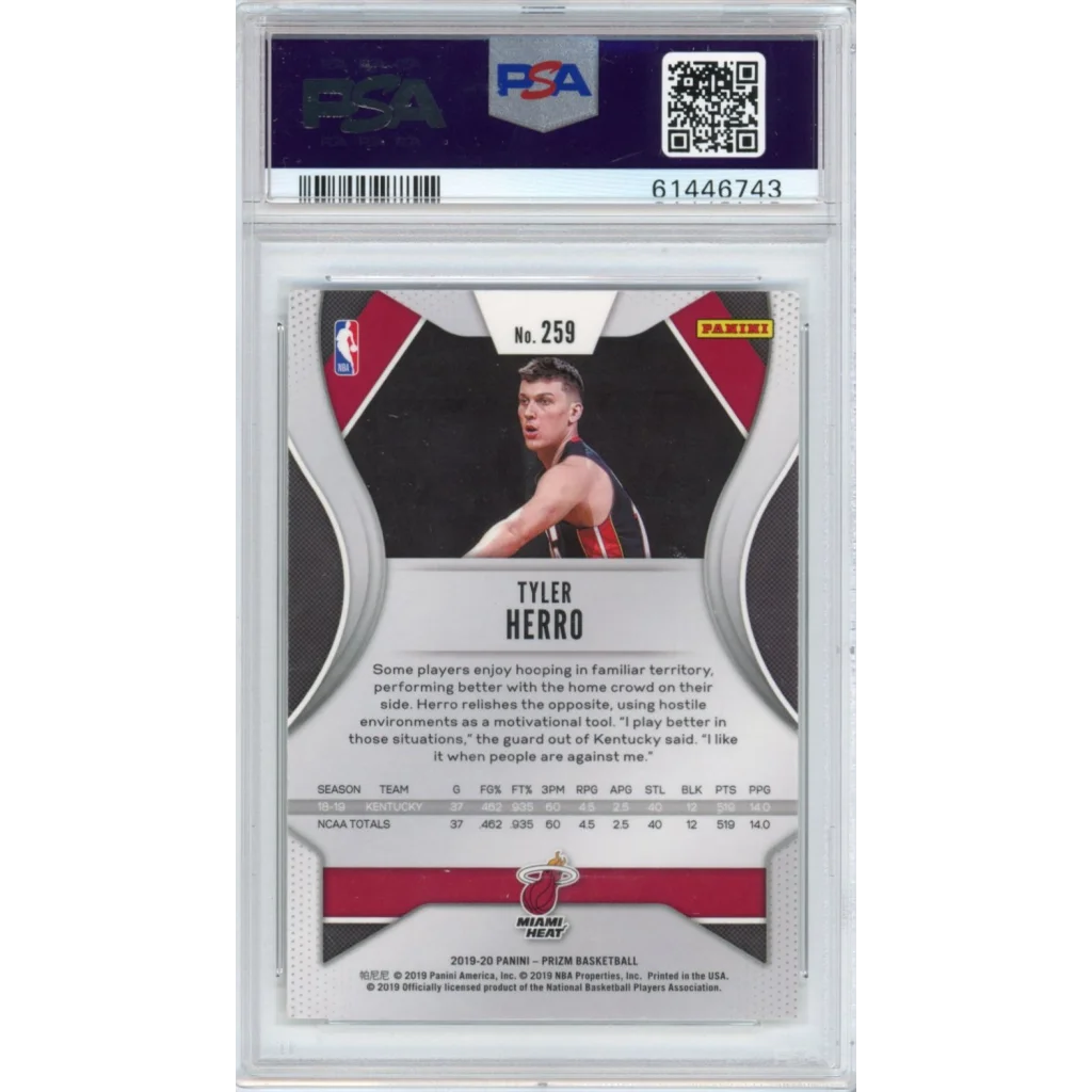 Graded 2019-20 Panini Prizm Tyler Herro #259 Rookie RC PSA 10 Gem Mint