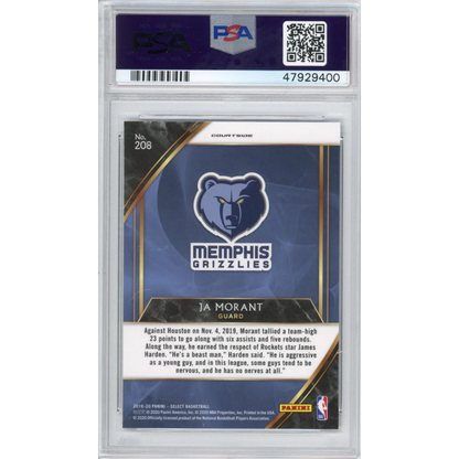 Graded 2019-20 Panini Select Ja Morant #208 Courtside Rookie RC Basketball Card PSA 10 Gem Mint | PSA 10 Gem Mint Graded Rookie Card | vintageantiquesgifts.com