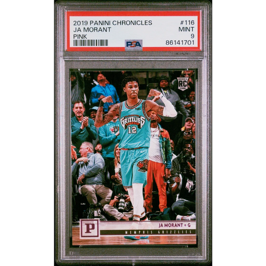 PSA Graded Ja Morant Pink Rookie Card from Panini Chronicles basketball card