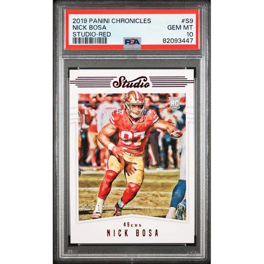 Professional sports authenticator graded 2019 Panini Chronicles Nick Bosa rookie card