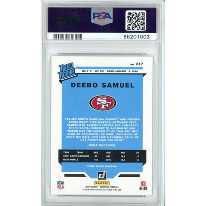 Graded 2019 Panini Donruss Deebo Samuel #317 PSA 10 rookie card