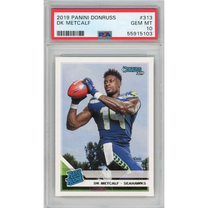 Graded 2019 Panini Donruss DK D.K. Metcalf #313 Rookie RC Football Card PSA 10 Gem Mint | Hall of Fame Sports Memorabilia | vintageantiquesgifts.com
