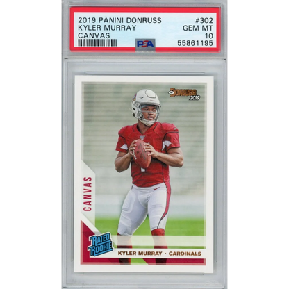 Graded 2019 Panini Donruss Kyler Murray #302 Canvas Rookie RC Football Card PSA 10 Gem Mint | Hall of Fame Sports Memorabilia | vintageantiquesgifts.com