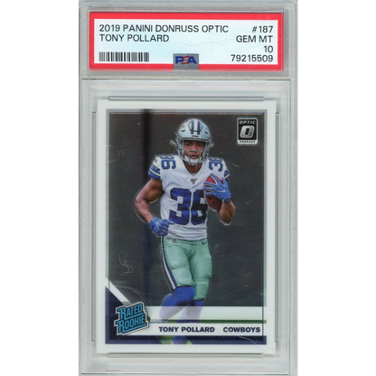 PSA Graded Tony Pollard 2019 Panini Donruss Optic Rookie Card in good condition