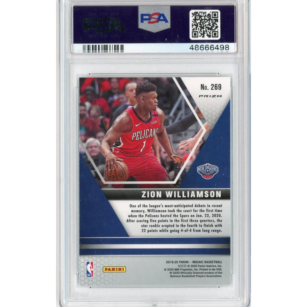 Graded 2019 Panini Mosaic Zion Williamson #269 Green Mosaic Rookie RC Basketball Card PSA 10 Gem Mint