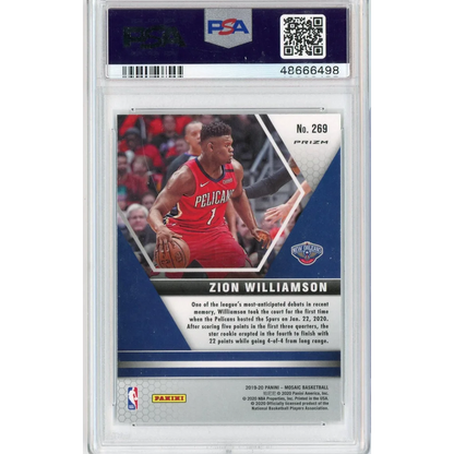 Graded 2019 Panini Mosaic Zion Williamson #269 Green Mosaic Rookie RC Basketball Card PSA 10 Gem Mint