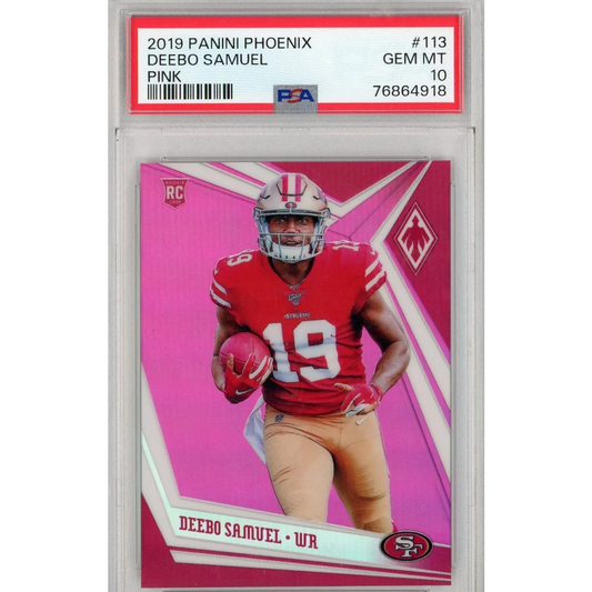 Graded 2019 Panini Phoenix Deebo Samuel #113 Pink Rookie RC Football Card PSA 10 Gem Mint | Hall of Fame Sports Memorabilia | vintageantiquesgifts.com