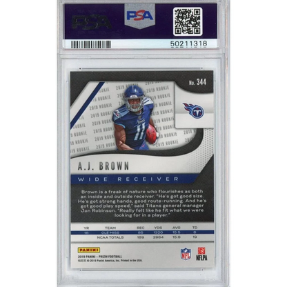 Graded 2019 Panini Prizm AJ Brown #344 Rookie RC Football Card PSA 10 Gem Mint | PSA 10 Gem Mint Graded Rookie Card | vintageantiquesgifts.com
