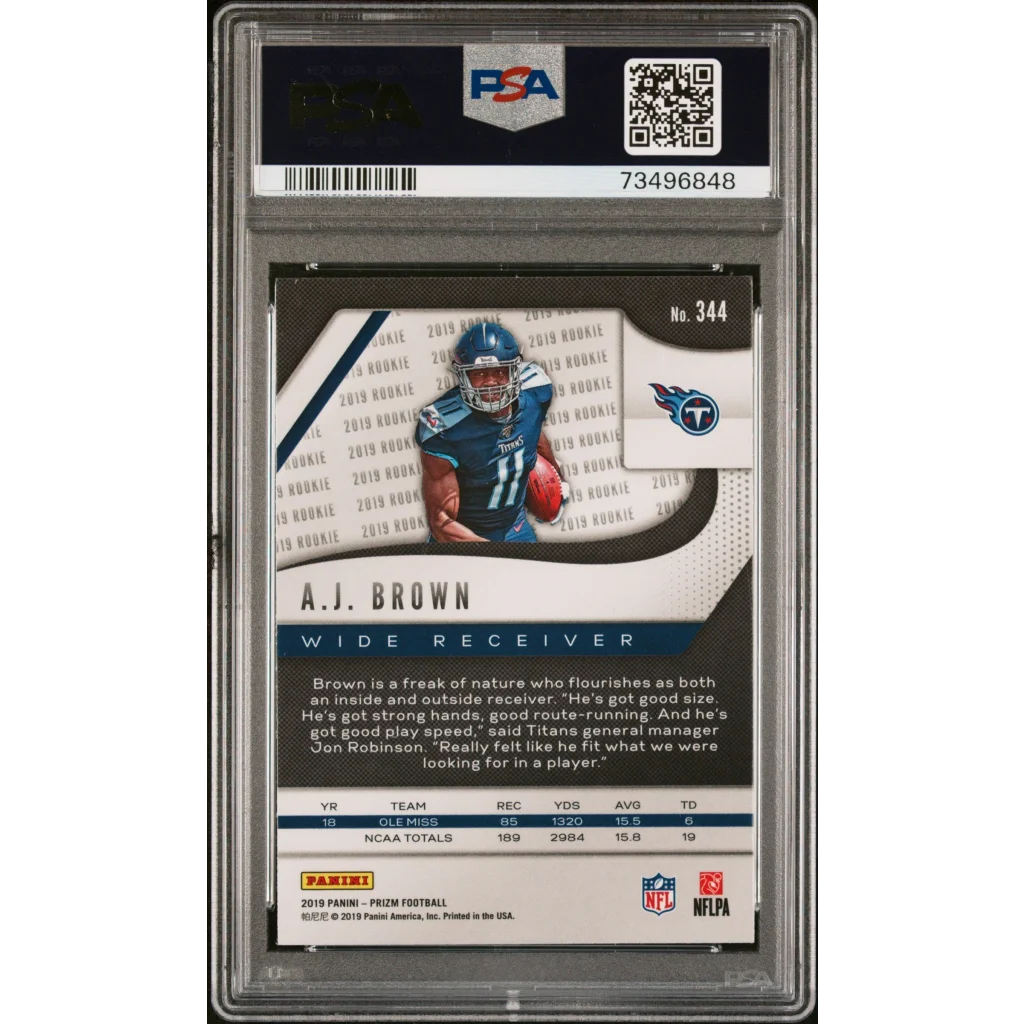 Graded 2019 Panini Prizm AJ Brown #344 Rookie RC Football Card PSA 9 Mint