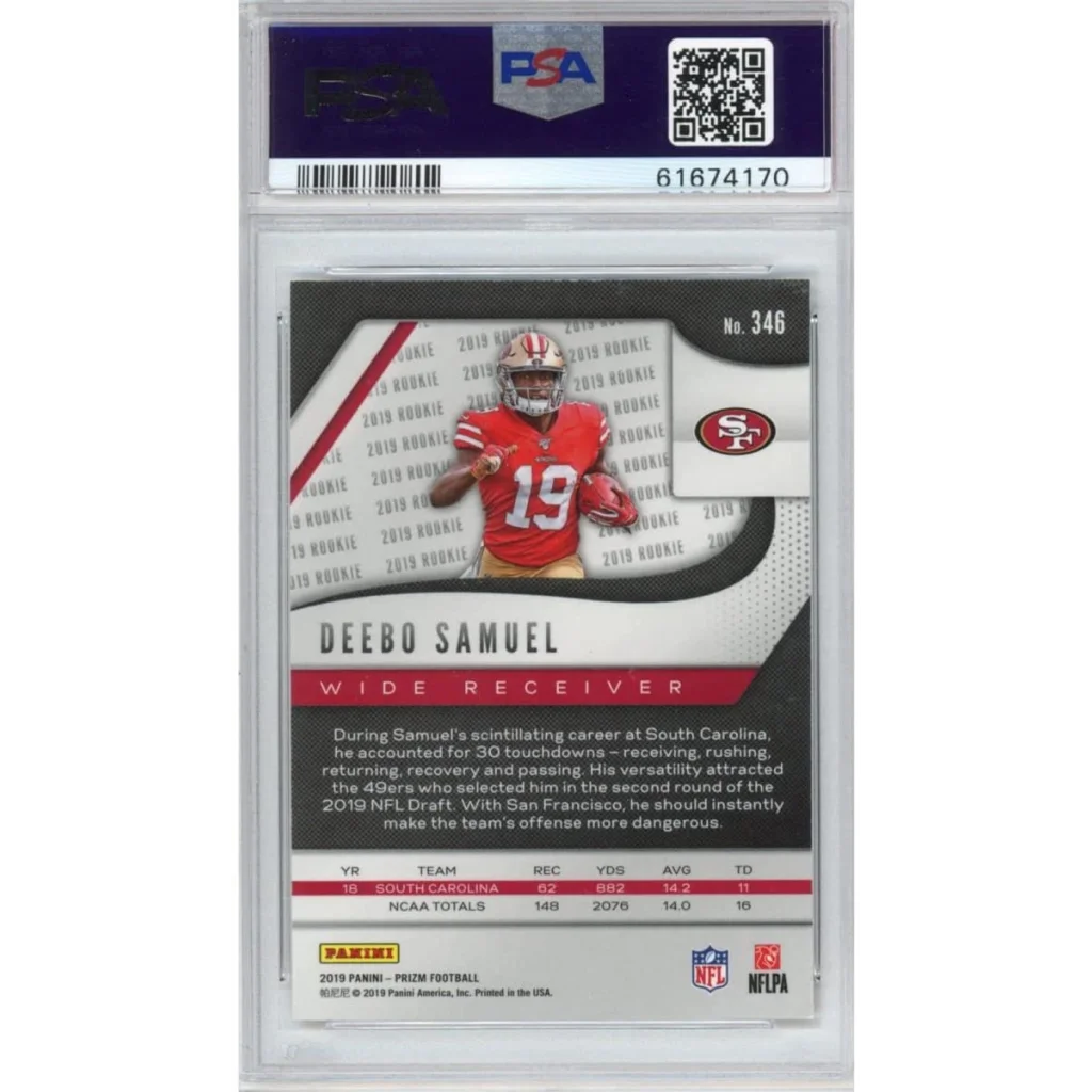 Graded 2019 Panini Prizm Deebo Samuel #346 Rookie RC Football Card PSA 10 Gem Mint | PSA 10 Gem Mint Graded Rookie Card | vintageantiquesgifts.com