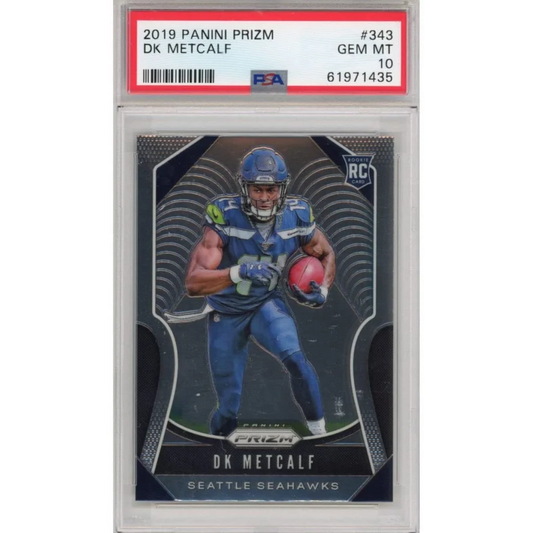 2019 DK Metcalf Panini Prizm rookie card graded PSA GEM MT 10 by Professional Sports Authenticator