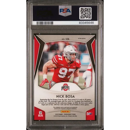 Graded 2019 Panini Prizm Purple Prizm Nick Bosa #97 Rookie PSA 10