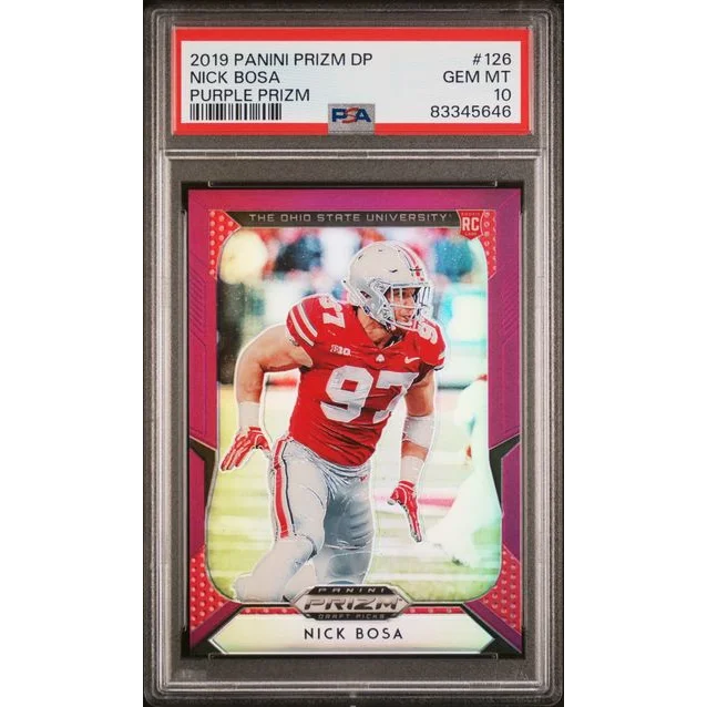 Graded 2019 Panini Prizm DP Nick Bosa Purple Prizm Rookie PSA 10 Card