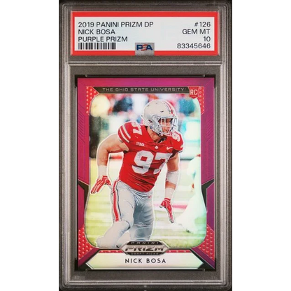 Graded 2019 Panini Prizm DP Nick Bosa Purple Prizm Rookie PSA 10 Card