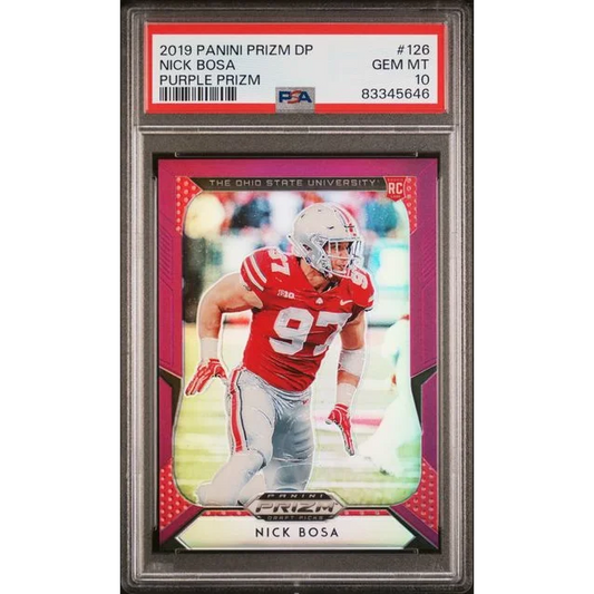 Graded 2019 Panini Prizm DP Nick Bosa Purple Prizm Rookie PSA 10 Card