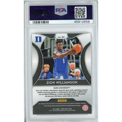 Graded 2019 Panini Prizm Draft Picks DP Zion Williamson #64 Rookie RC Basketball Card PSA 9 Mint | PSA 9 Mint Graded Rookie Card | vintageantiquesgifts.com