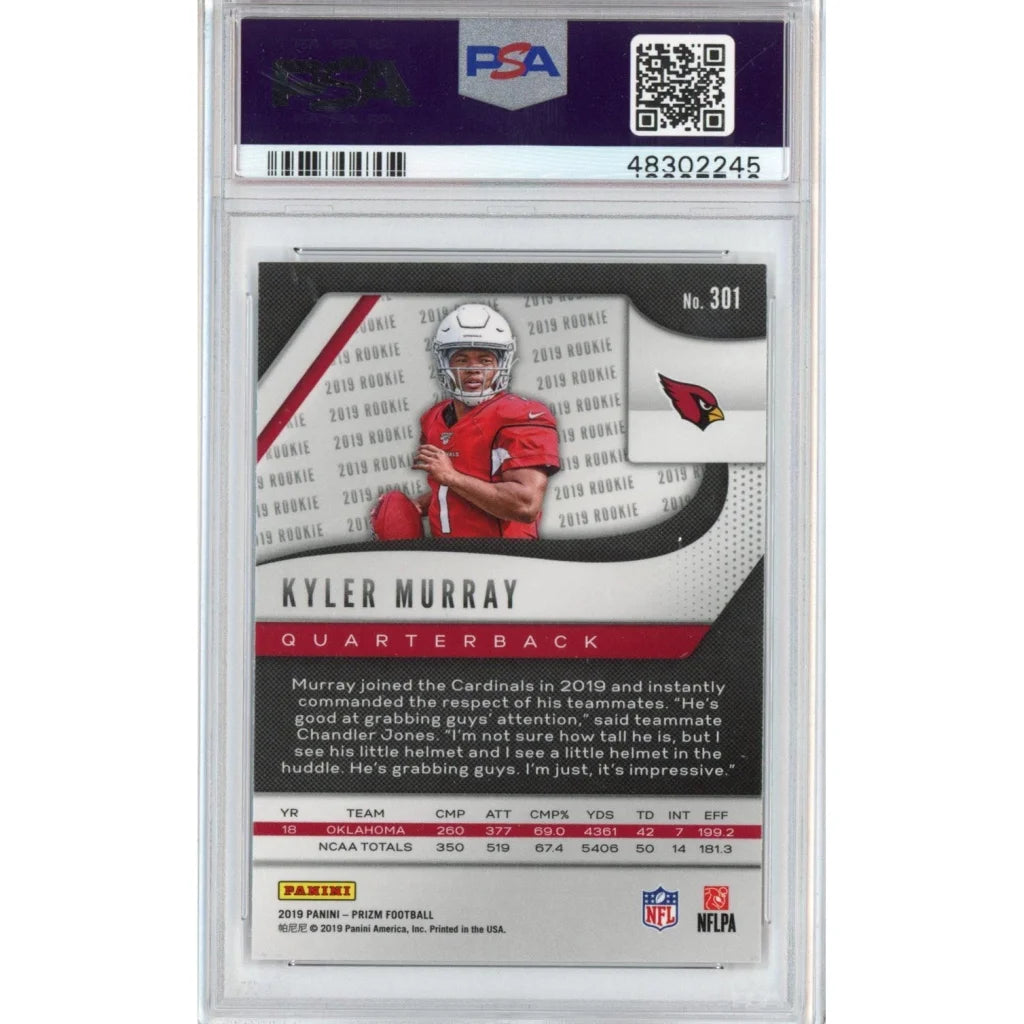 Kyler Murray 2019 Panini Prizm rookie card graded by PSA in a product box