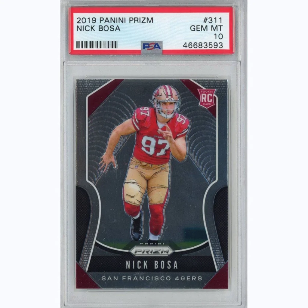 PSA Graded 2019 Panini Prizm Nick Bosa Rookie Card showing grade and details