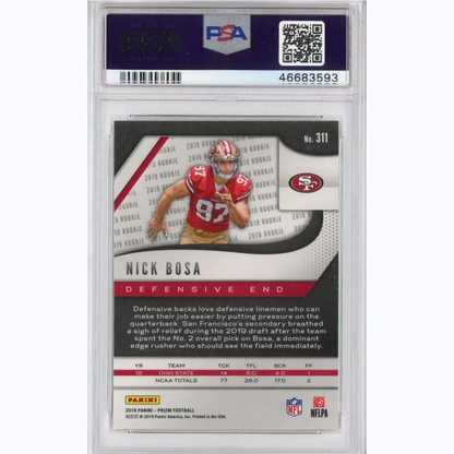 Graded 2019 Panini Prizm Nick Bosa #311 Rookie RC Football Card PSA 10 Gem Mint | PSA 10 Gem Mint Graded Rookie Card | vintageantiquesgifts.com