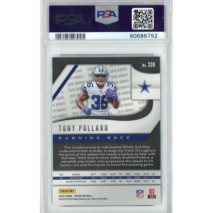 PSA Graded Tony Pollard 2019 Panini Prizm Rookie Card in Treasure box