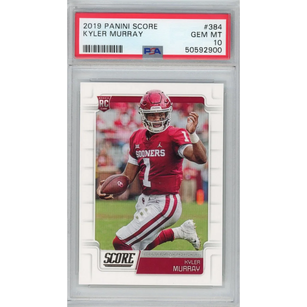 PSA Graded Kyler Murray 2019 Panini Score Rookie Football Card on display