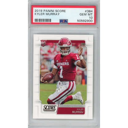PSA Graded Kyler Murray 2019 Panini Score Rookie Football Card on display
