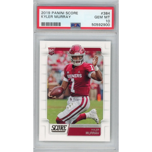 PSA Graded Kyler Murray 2019 Panini Score Rookie Football Card on display