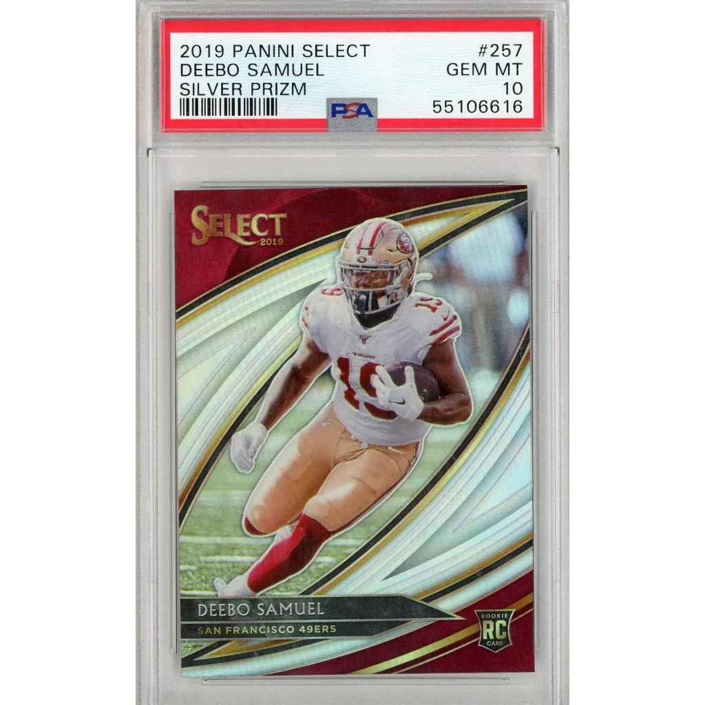 2019 Panini Select Deebo Samuel Silver Prizm rookie card PSA GEM MT 10 for professional sports fans