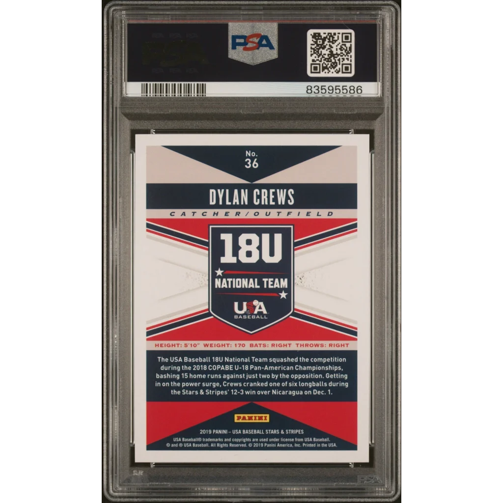 PSA Graded Dylan Crews 2019 Panini Baseball Card for collectors