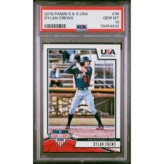 PSA graded 2019 Panini S & S USA Dylan Crews baseball card in good condition