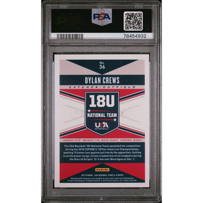 Graded 2019 Panini Stars & Stripes USA Dylan Crews #36 Rookie RC Baseball Card PSA 10 Gem Mint | PSA 10 Gem Mint Graded Rookie Card | vintageantiquesgifts.com