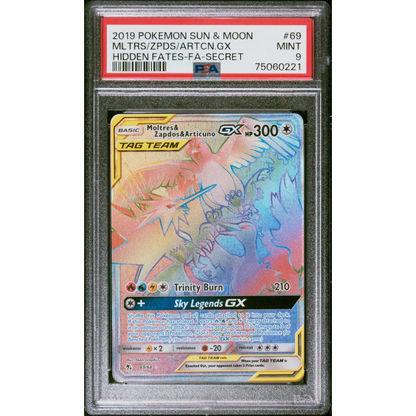 PSA 9 Mint 2019 Pokémon Hidden Fates Moltres Zapdos Articuno GX #69