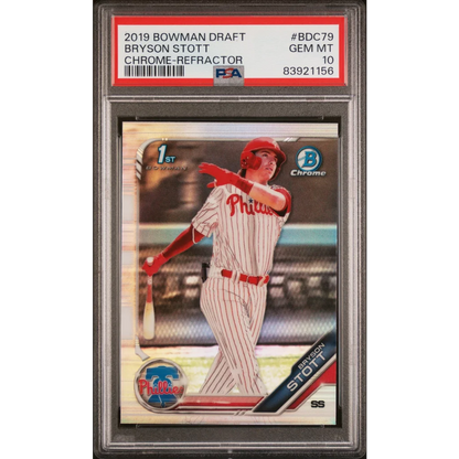 Bryson Stott Chrome Refractor Rookie Topps Bowman Draft PSA 10 Gem Mint Card