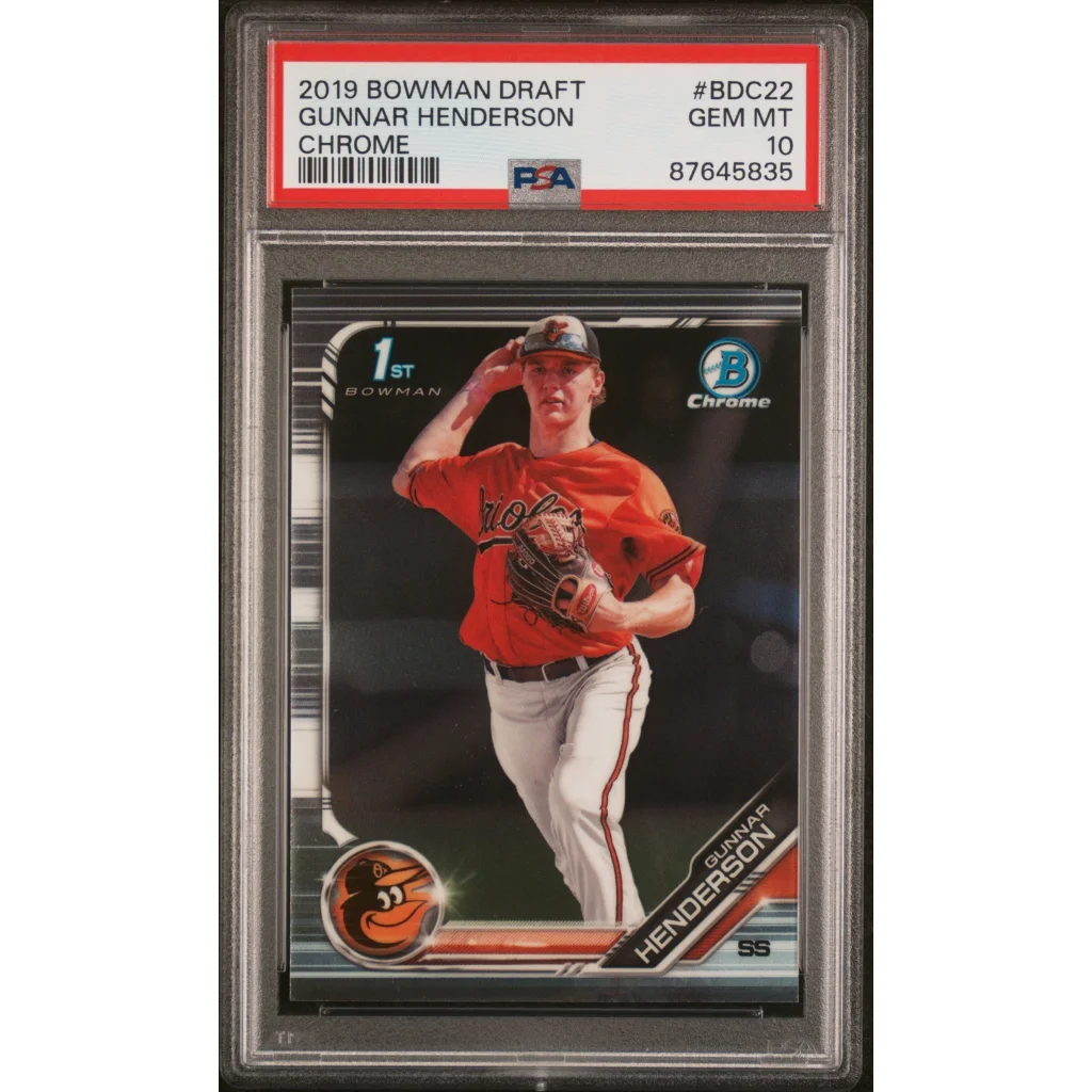 PSA Graded 2019 Bowman Draft Gunnar Henderson Chrome Baseball Card showing front view