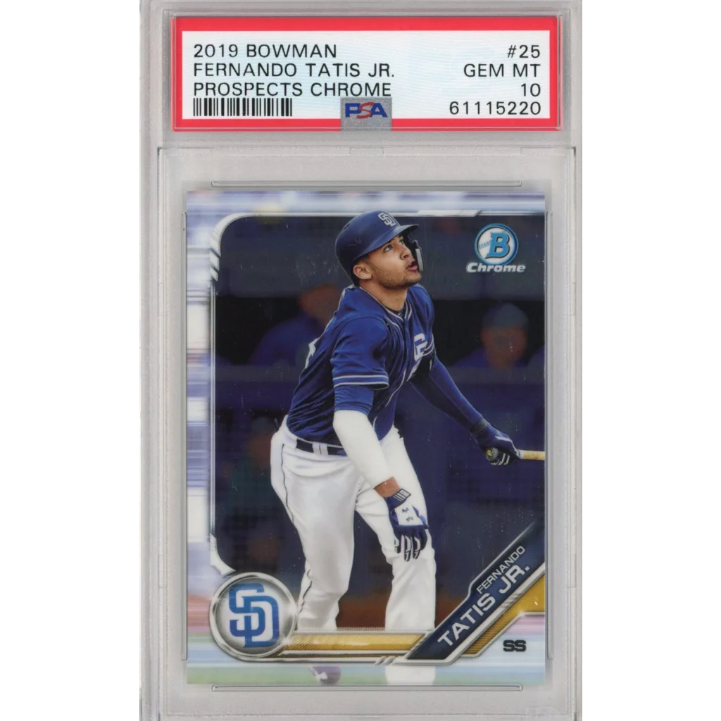 PSA Graded 2019 Bowman Fernando Tatis Jr Chrome Prospects Card for baseball collectors