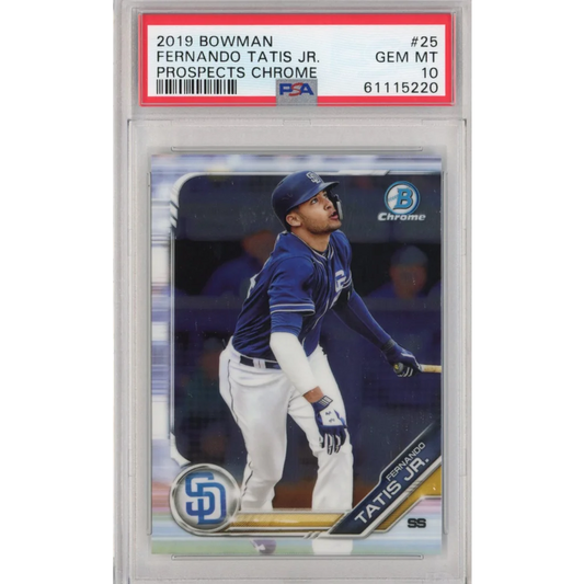 PSA Graded 2019 Bowman Fernando Tatis Jr Chrome Prospects Card for baseball collectors