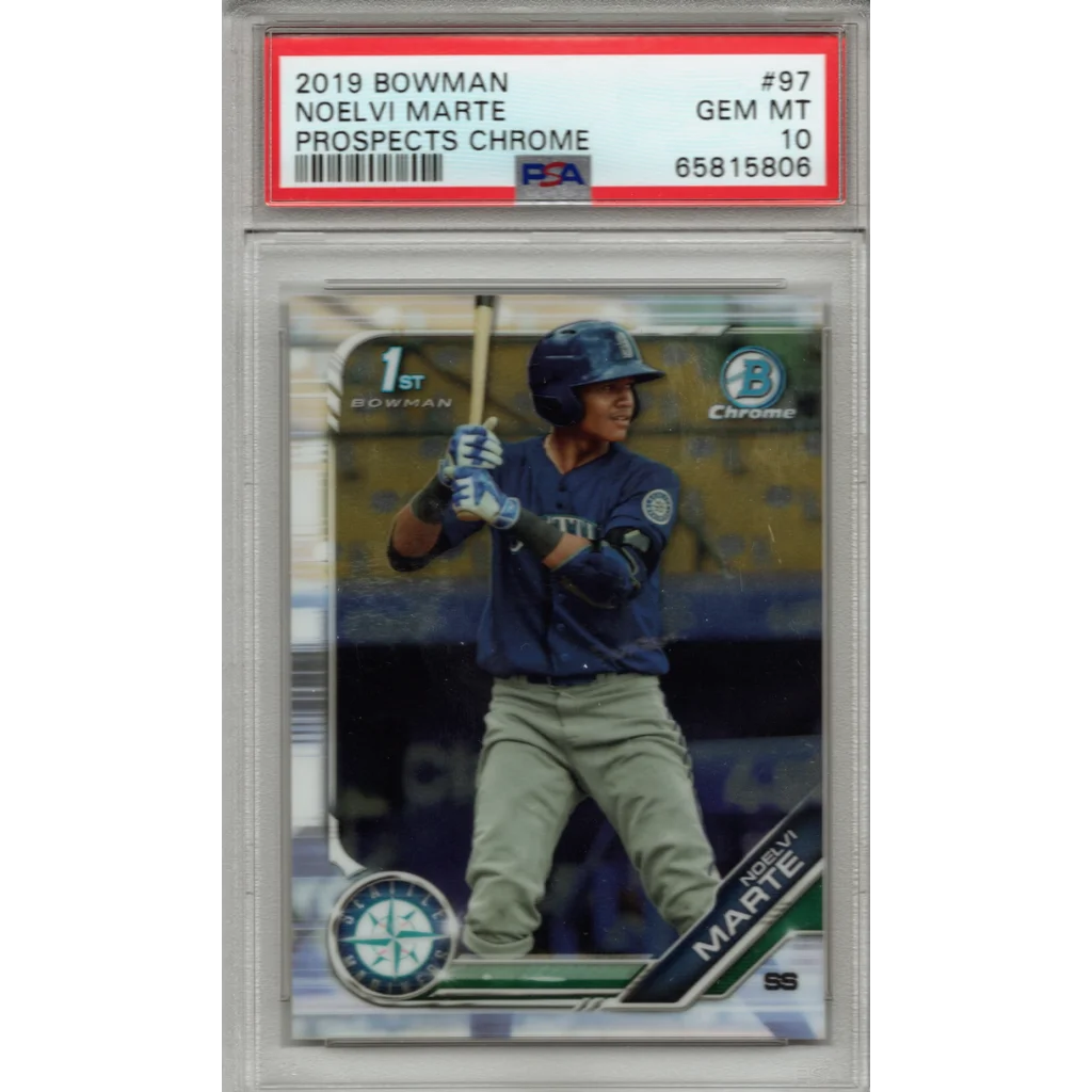 Graded 2019 Topps Bowman Noelvi Marte #97 Prospects Chrome PSA 10 Gem Mint