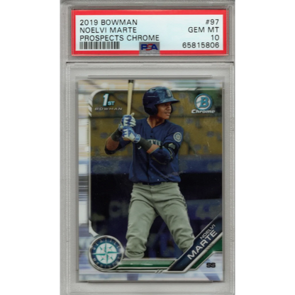 Graded 2019 Topps Bowman Noelvi Marte #97 Prospects Chrome PSA 10 Gem Mint